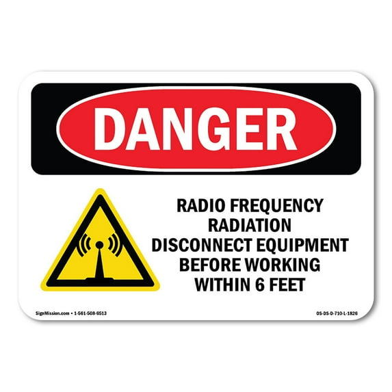 SignMission OS-DS-D-1014-L-1826 OSHA Danger Sign - Radio Frequency Radiation Disconnect