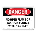 thumbnail image 1 of OSHA Danger Sign - No Open Flame Or Ignition Source Within 50 Feet | Decal | Protect Your Business, Construction Site, Shop Area |  Made in The USA, 1 of 5