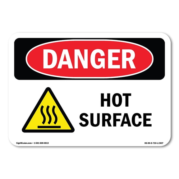 SignMission OS-DS-D-1014-L-2407 OSHA Danger Sign - Hot Surface