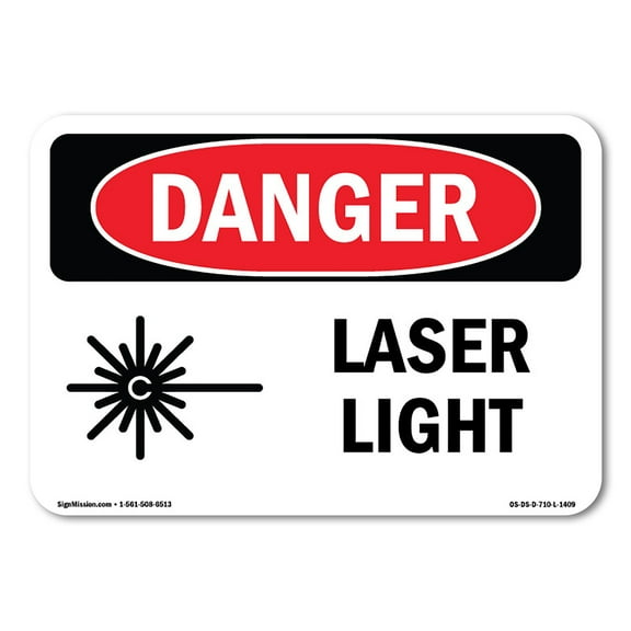 SignMission OS-DS-D-1218-L-1409 OSHA Danger Sign - Laser Light
