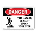 thumbnail image 1 of SignMission OS-DS-D-1824-L-2120 OSHA Danger Sign - Trip Hazard Be Alert Watch Your Step, 1 of 5