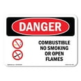 thumbnail image 1 of SignMission OS-DS-D-35-L-1073 OSHA Danger Sign - Combustible No Smoking or Open Flames, 1 of 5