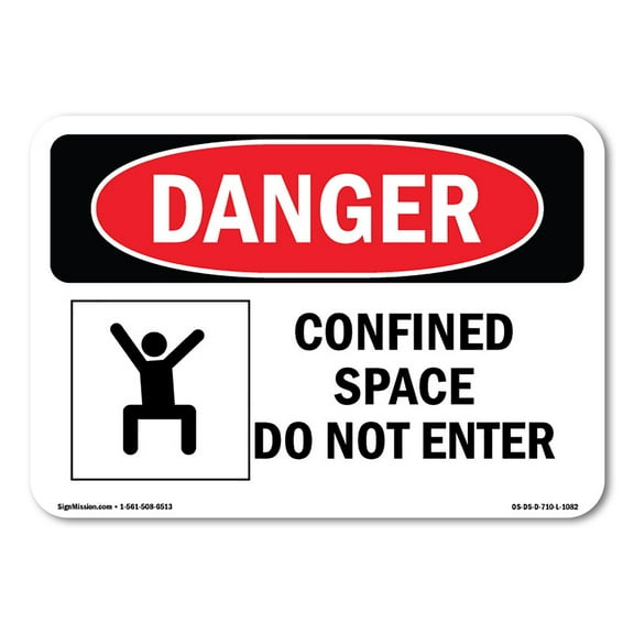 SignMission OS-DS-D-35-L-1082 OSHA Danger Sign - Confined Space Do Not Enter