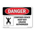 thumbnail image 1 of SignMission OS-DS-D-35-L-1090 OSHA Danger Sign - Confined Space Keep Out Unless Authorized, 1 of 5