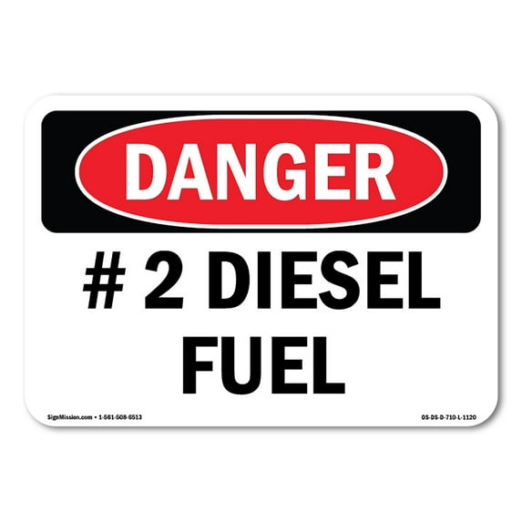 OSHA Danger Sign - #2 Diesel Fuel | Decal | Protect Your Business, Construction Site, Warehouse & Shop Area | Made in The USA