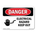 thumbnail image 1 of SignMission OS-DS-D-35-L-1198 OSHA Danger Sign - Electrical Hazard Keep Out, 1 of 5