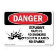 thumbnail image 1 of SignMission OS-DS-D-35-L-1211 OSHA Danger Sign - Explosive Vapors No Smoking Open Flames, 1 of 5