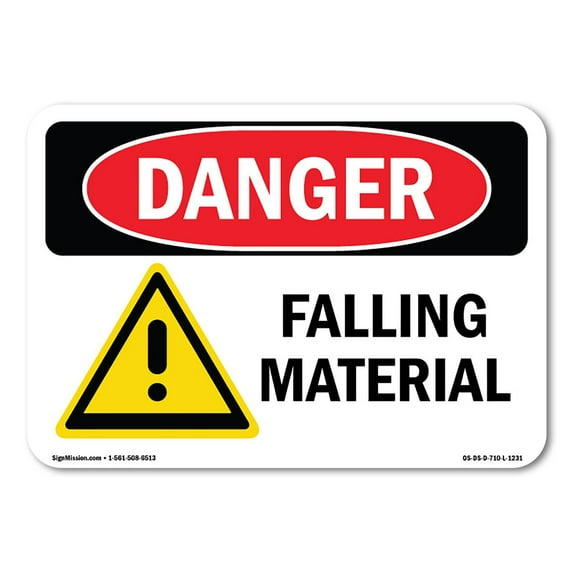 SignMission OS-DS-D-35-L-1231 OSHA Danger Sign - Falling Material