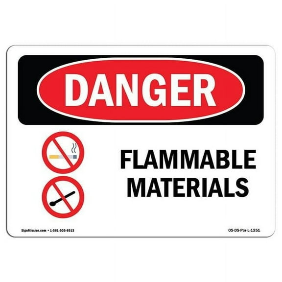 SignMission OS-DS-D-35-L-1251 OSHA Danger Sign - Flammable Materials