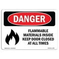 thumbnail image 1 of SignMission OS-DS-D-35-L-1252 OSHA Danger Sign - Flammable Materials Door Closed All Times, 1 of 5