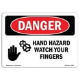 thumbnail image 1 of SignMission OS-DS-D-35-L-1288 OSHA Danger Sign - Hand Hazard Watch Your Fingers, 1 of 5
