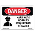 thumbnail image 1 of SignMission OS-DS-D-35-L-1290 OSHA Danger Sign - Hard Hat & Goggles Required in This Area, 1 of 5