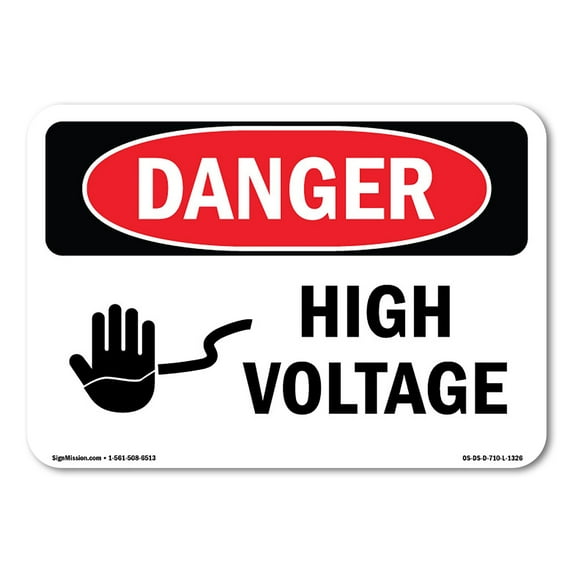 SignMission OS-DS-D-35-L-1326 OSHA Danger Sign - High Voltage