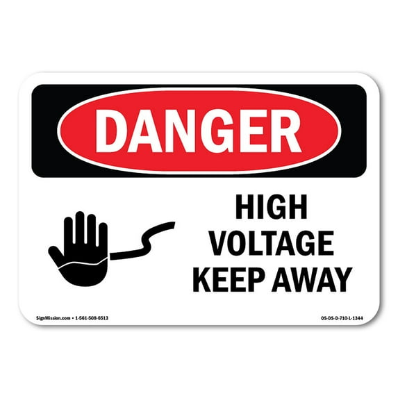 SignMission OS-DS-D-35-L-1344 OSHA Danger Sign - High Voltage Keep Away
