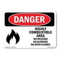 thumbnail image 1 of SignMission OS-DS-D-35-L-1352 OSHA Danger Sign - Highly Combustible Area No Welding Burning, 1 of 5