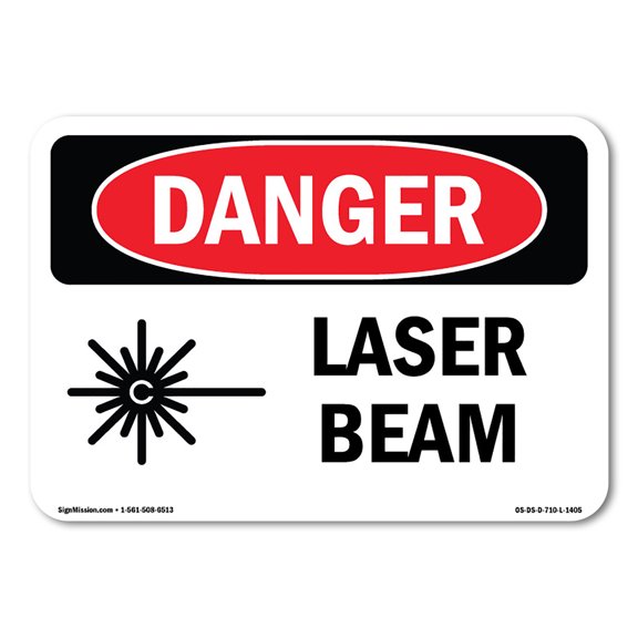 SignMission OS-DS-D-35-L-1405 OSHA Danger Sign - Laser Beam