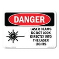 thumbnail image 1 of SignMission OS-DS-D-35-L-1407 OSHA Danger Sign - Laser Beams Look Directly Lights, 1 of 5