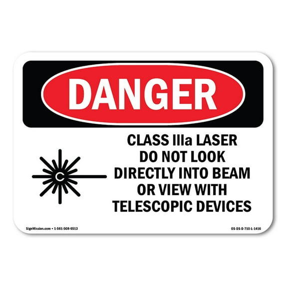 SignMission OS-DS-D-35-L-1416 OSHA Danger Sign - Class Iiia Laser Do Not Look Into Beam