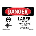 thumbnail image 1 of SignMission OS-DS-D-35-L-1420 OSHA Danger Sign - Laser Wear Protective Laser Goggles, 1 of 5