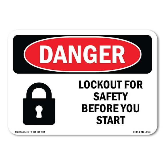 SignMission OS-DS-D-35-L-1433 OSHA Danger Sign - Lockout for Safety Before You Start