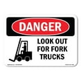 thumbnail image 1 of SignMission OS-DS-D-35-L-1439 OSHA Danger Sign - Look Out for Fork Trucks, 1 of 5