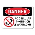 thumbnail image 1 of SignMission OS-DS-D-35-L-1464 OSHA Danger Sign - No Cellular Phones or 2-Way Radios, 1 of 5