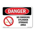 thumbnail image 1 of SignMission OS-DS-D-35-L-1484 OSHA Danger Sign - No Smoking Cylinder Storage Area, 1 of 5