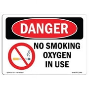 SignMission OS-DS-D-35-L-1487 OSHA Danger Sign - No Smoking Oxygen in Use