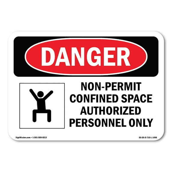 SignMission OS-DS-D-35-L-1498 OSHA Danger Sign - Non-Permit Confined Space
