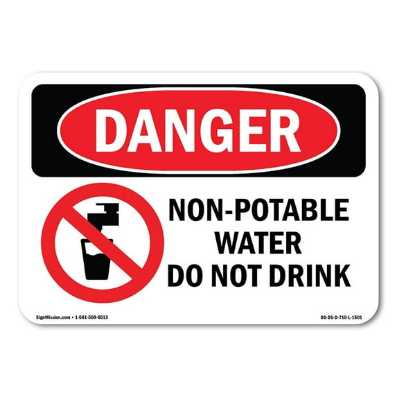 SignMission OS-DS-D-35-L-1501 OSHA Danger Sign - Non-Potable Water Do Not Drink
