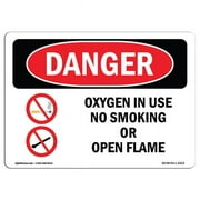 SignMission OS-DS-D-35-L-1514 OSHA Danger Sign - Oxygen in Use No Smoking or Open Flame