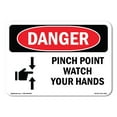 thumbnail image 1 of SignMission OS-DS-D-35-L-1530 OSHA Danger Sign - Pinch Point Watch Your Hands, 1 of 5