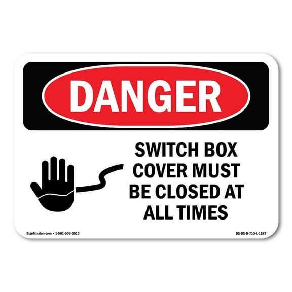 SignMission OS-DS-D-35-L-1587-10PK OSHA Danger Sign - Switch Box Cover Must Be Closed At All Times