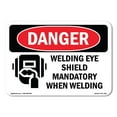 thumbnail image 1 of SignMission OS-DS-D-35-L-1621 OSHA Danger Sign - Welding Eye Shield Mandatory When Welding, 1 of 5