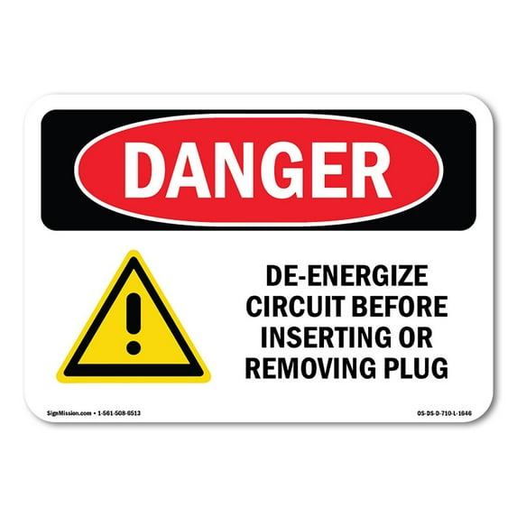 OSHA Danger Sign - De-Energize Circuit | Decal | Protect Your Business, Construction Site, Warehouse & Shop Area | Made in The USA