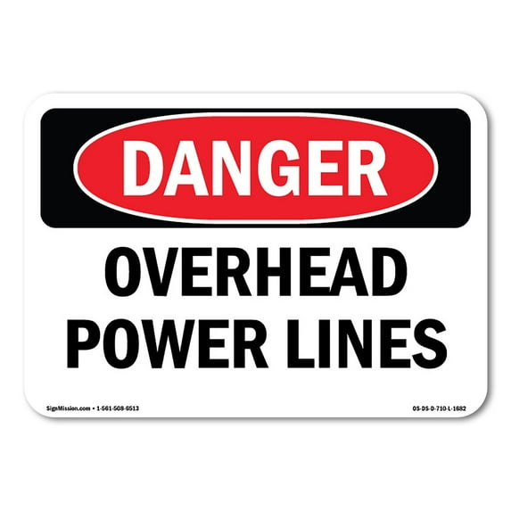 SignMission OS-DS-D-35-L-1682 OSHA Danger Sign - Overhead Power Lines