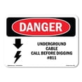 thumbnail image 1 of SignMission OS-DS-D-35-L-1796 OSHA Danger Sign - Underground Cable Call Before Digging No.811, 1 of 5