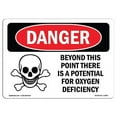 thumbnail image 1 of SignMission OS-DS-D-35-L-1809 OSHA Danger Sign - Oxygen Deficiency Beyond This Point, 1 of 5
