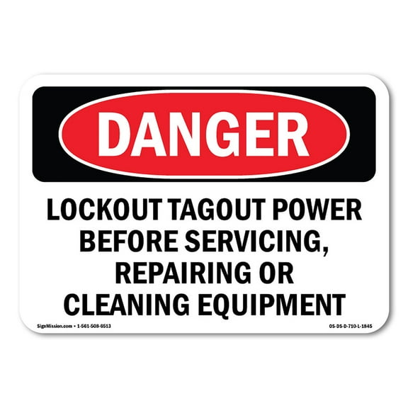 SignMission OS-DS-D-35-L-1845 OSHA Danger Sign - Lockout Tagout Power Servicing Repairing