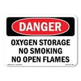 thumbnail image 1 of SignMission OS-DS-D-35-L-1853 OSHA Danger Sign - Oxygen Storage No Smoking No Open Flames, 1 of 5