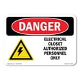 thumbnail image 1 of SignMission OS-DS-D-35-L-1923 OSHA Danger Sign - Electrical Closet Authorized, 1 of 5