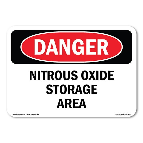 SignMission OS-DS-D-35-L-1943 OSHA Danger Sign - Nitrous Oxide Storage Area