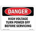 thumbnail image 1 of SignMission OS-DS-D-35-L-1961 OSHA Danger Sign - High Voltage Turn Power Off Before Servicing, 1 of 5