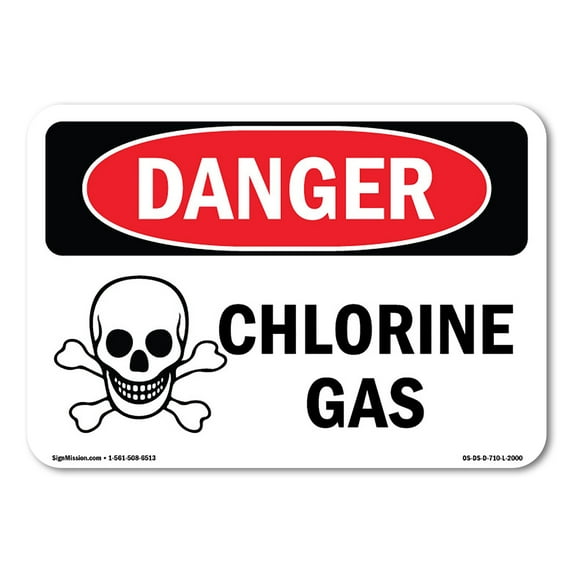 SignMission OS-DS-D-35-L-2000 OSHA Danger Sign - Chlorine Gas
