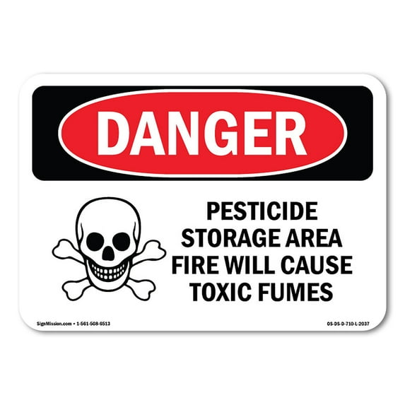 SignMission OS-DS-D-35-L-2037 OSHA Danger Sign - Pesticide Storage Fire Cause Toxic Fumes