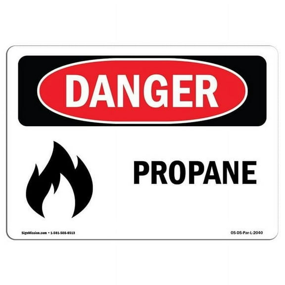 SignMission OS-DS-D-35-L-2040 OSHA Danger Sign - Propane