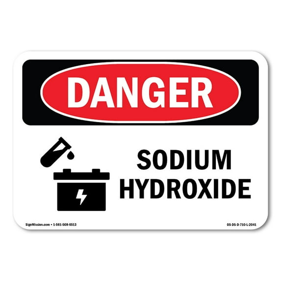 SignMission OS-DS-D-35-L-2041 OSHA Danger Sign - Sodium Hydroxide