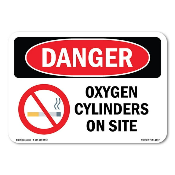 SignMission OS-DS-D-35-L-2057 OSHA Danger Sign - Oxygen Cylinders on Site