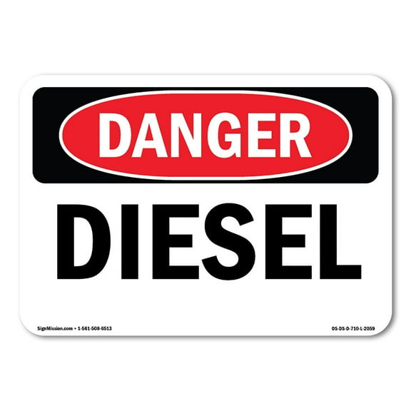 SignMission OS-DS-D-35-L-2059 OSHA Danger Sign - Diesel