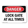 thumbnail image 1 of SignMission OS-DS-D-35-L-2151 OSHA Danger Sign - Lock Gate At All Times, 1 of 5